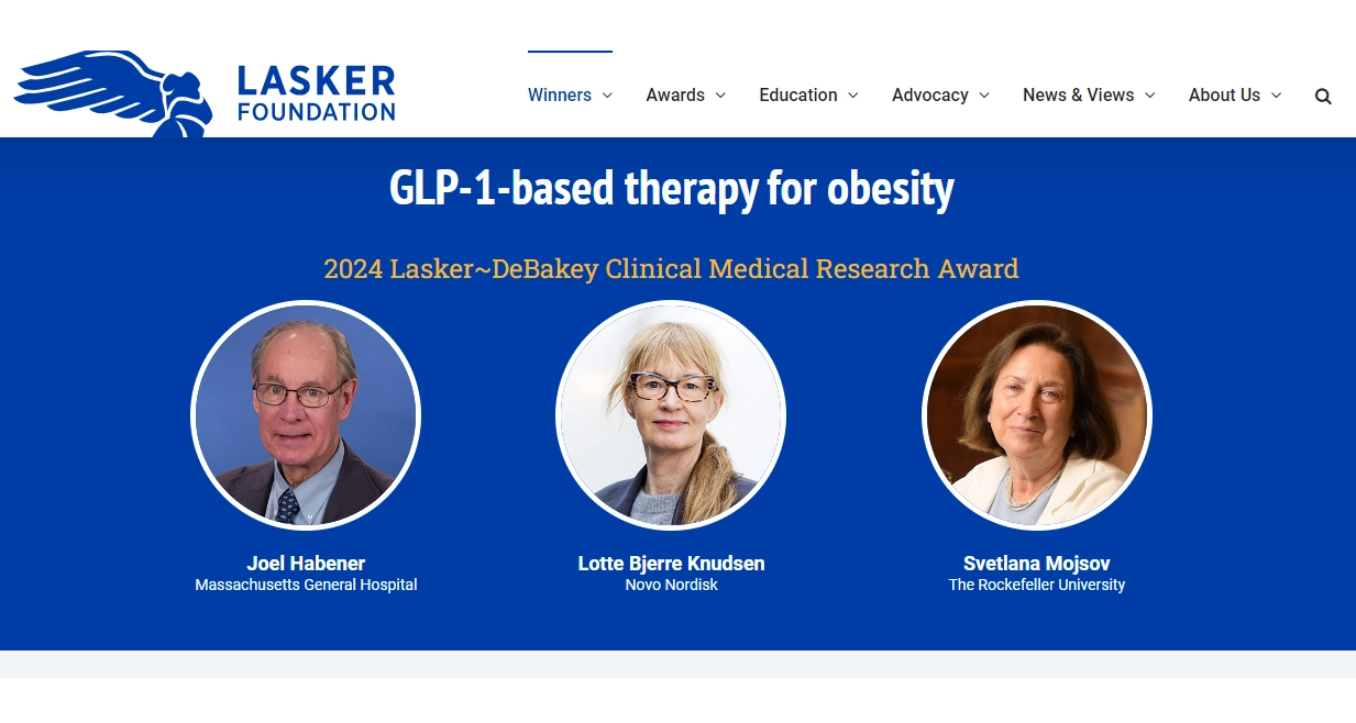 The Three Scientists Who Discovered GLP-1-based Therapy for Obesity Won 2024 Lasker-DeBakey Clinical Medical Research Award
